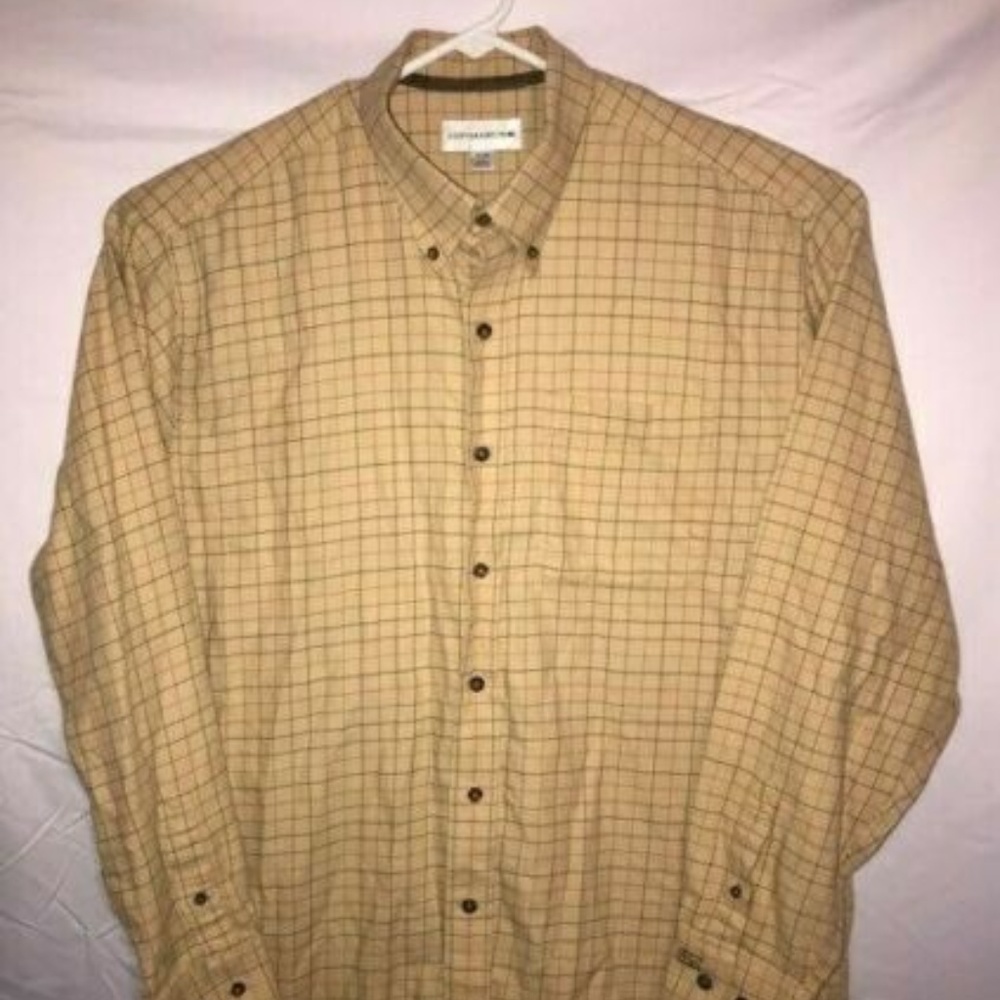 Cutter & Buck Men XL Checkered Yellow Long Sleeve